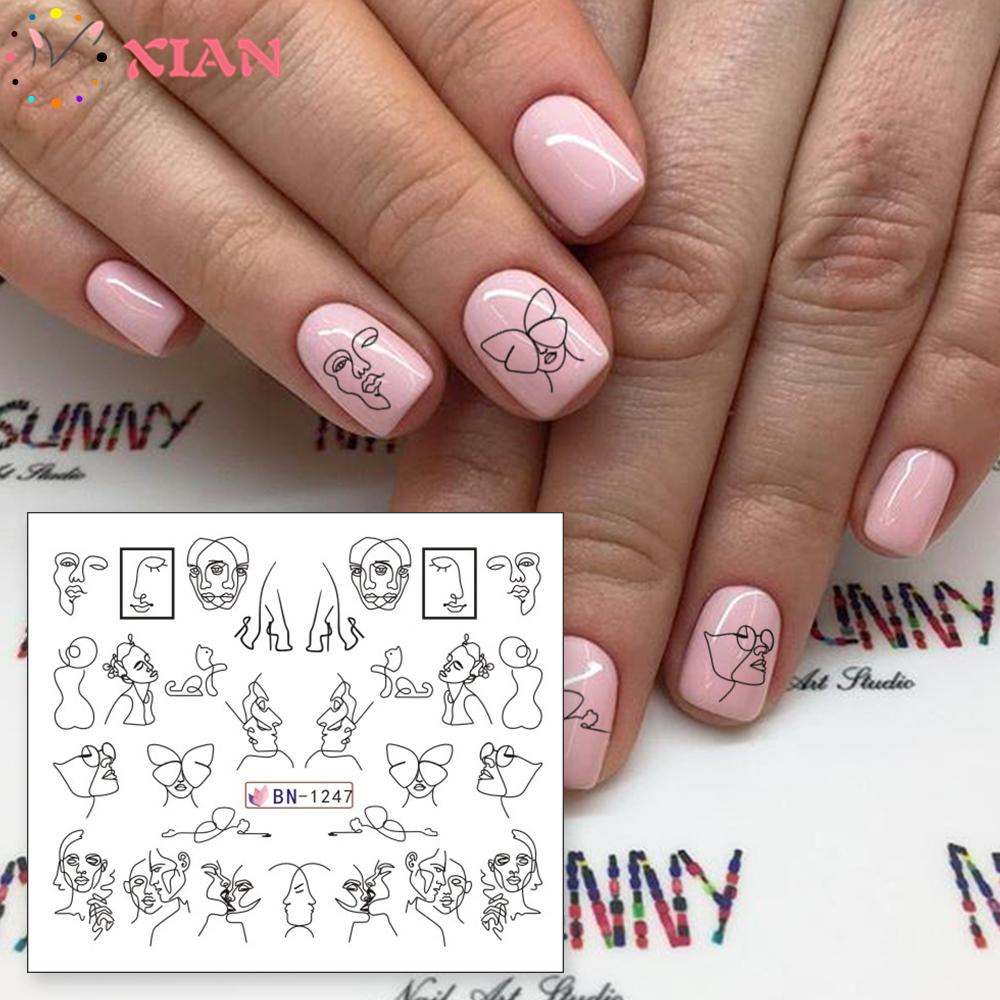 Miếng dán trang trí móng tay nghệ thuật họa tiết cô gái 3D DIY thời trang