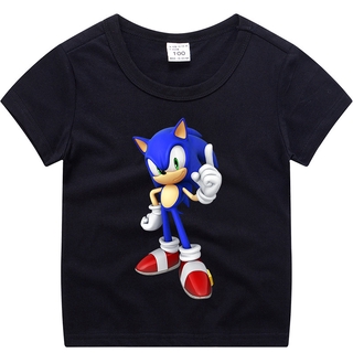 Áo Thun Cotton Tay Ngắn In Hình Sonic Thời Trang Mùa Hè Cho Bé Trai
