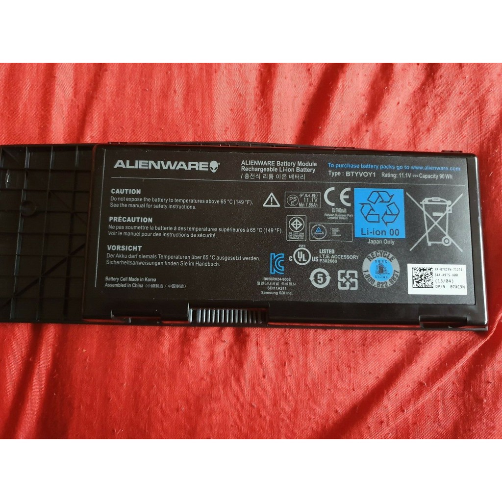 Pin Laptop DELL ALIENWARE M17X R3 (ZIN) - 9 CELL - Alienware M17x R3 R4, 5WP5W BTYVOY1