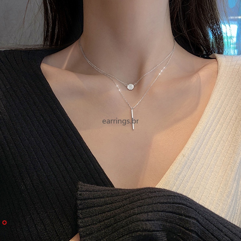 Dây chuyền thời trang hai lớp mặt tròn đính đá toàn diện cao cấp dành cho nữ