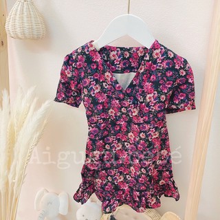 Váy bé gái hoa nhí hồng đen -aigugu.bébé