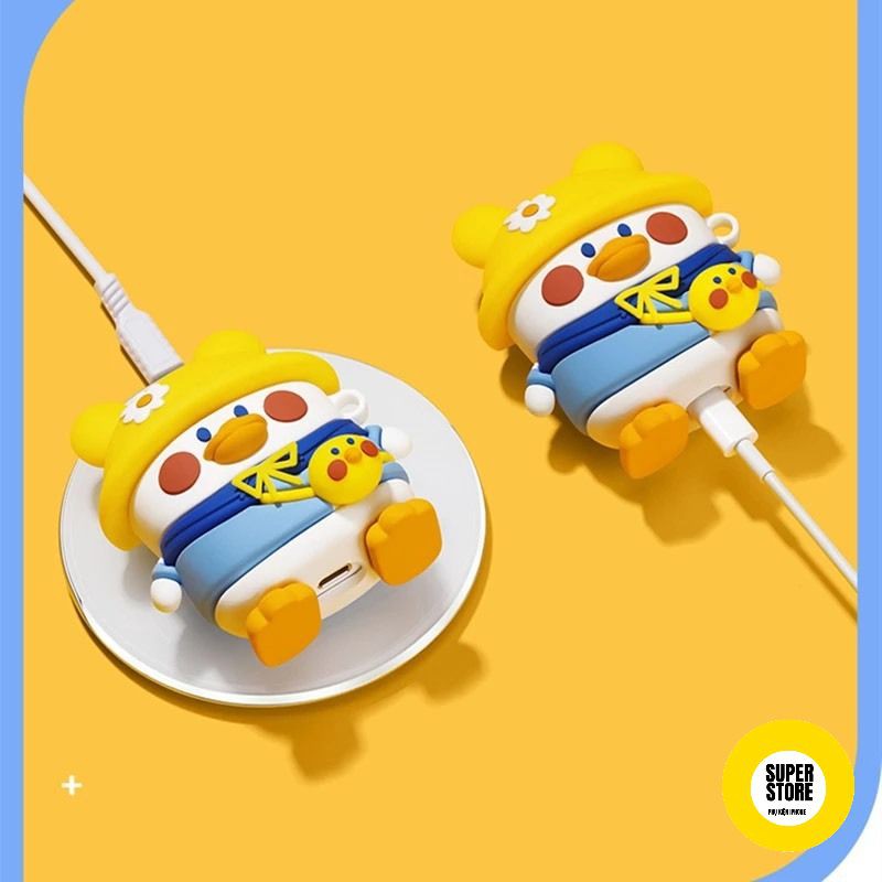 Case Vỏ Bao Airpods Đựng Tai Nghe Airpod 1 2 Pro Vịt Đội Nón Cực Cute Bằng Silicon