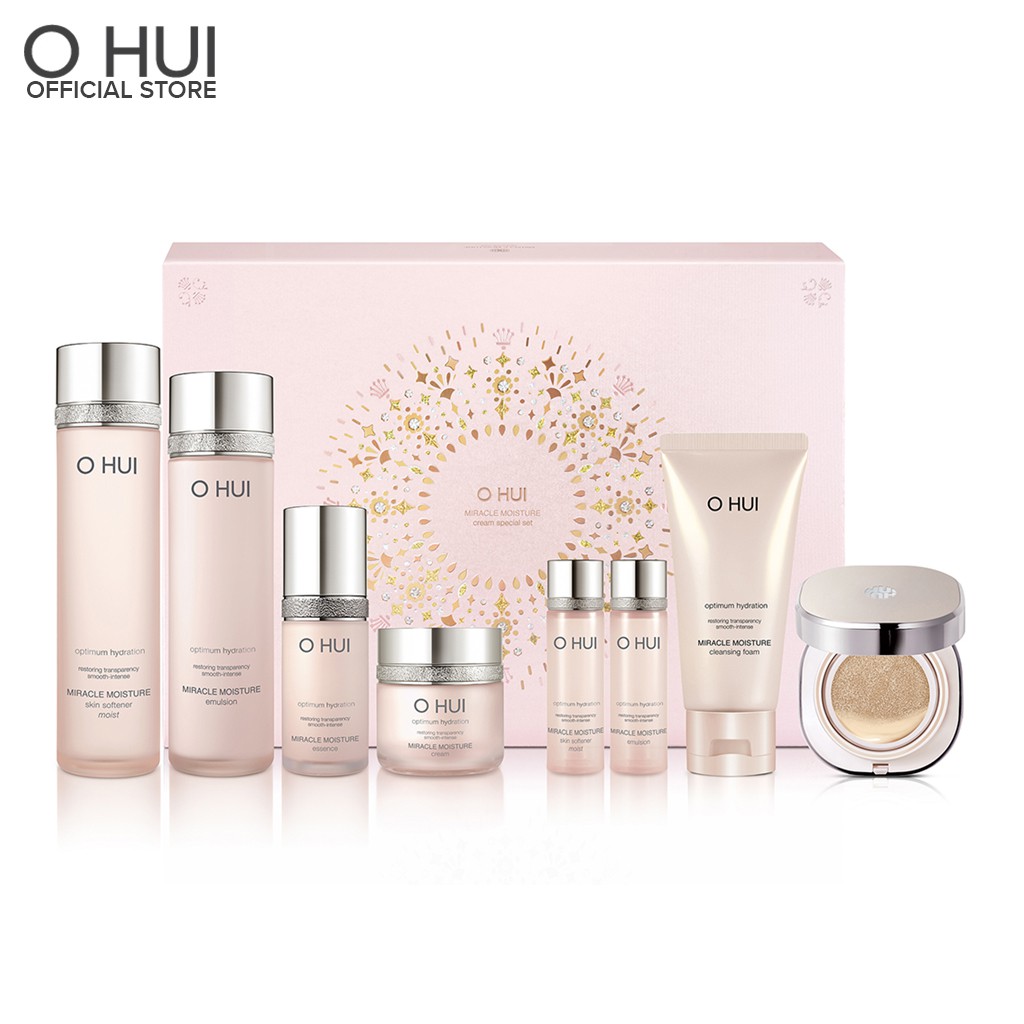 Bộ Dưỡng Ẩm 8 Món OHUI Miracle Moisture Special Set 8pcs 455ml