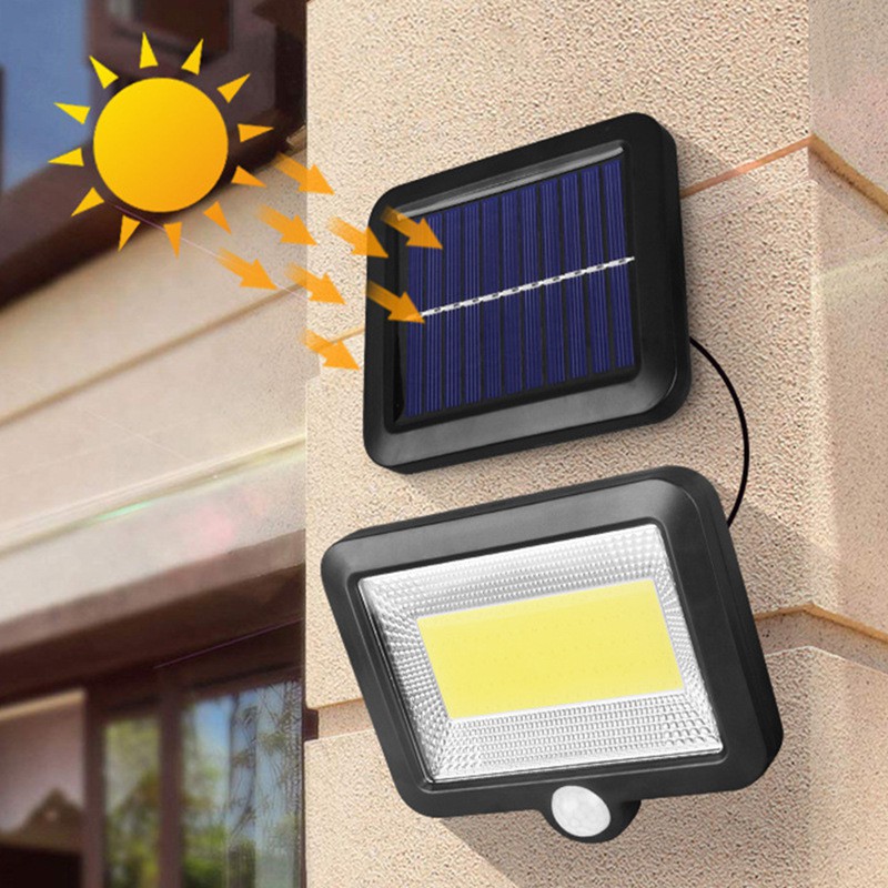 Đèn LED gắn tường cảm biến chuyển động PIR 128 bóng chống nước 3 chế độ chạy năng lượng mặt trời