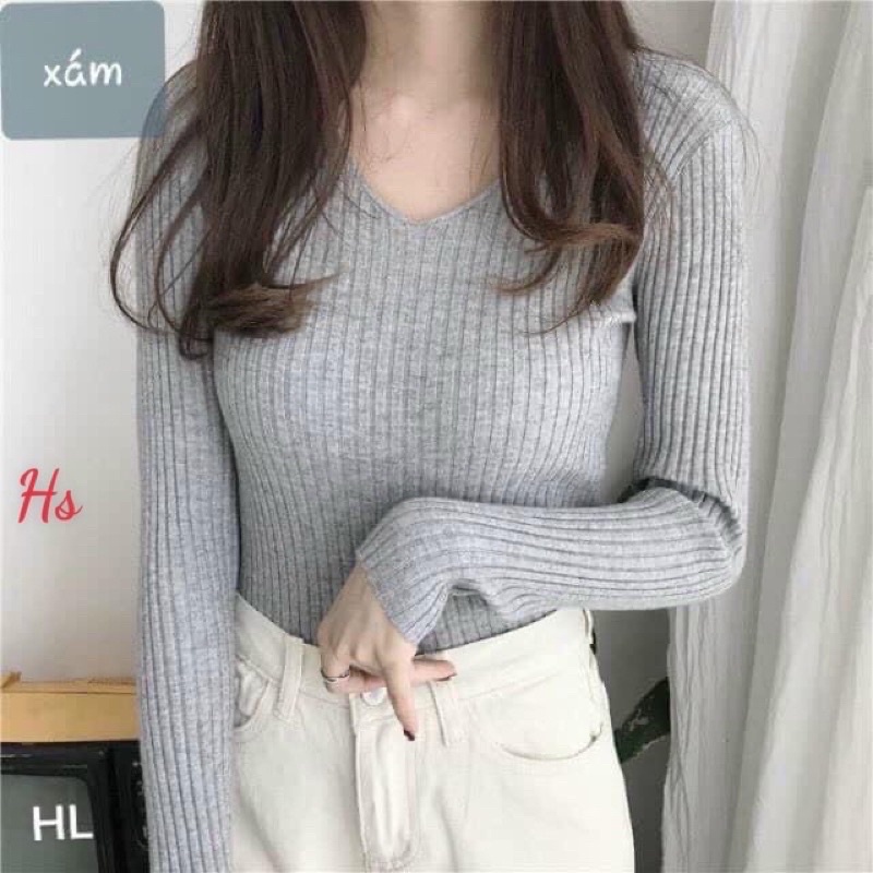 Áo thun tăm body tay dài cổ v trái tim 4 màu