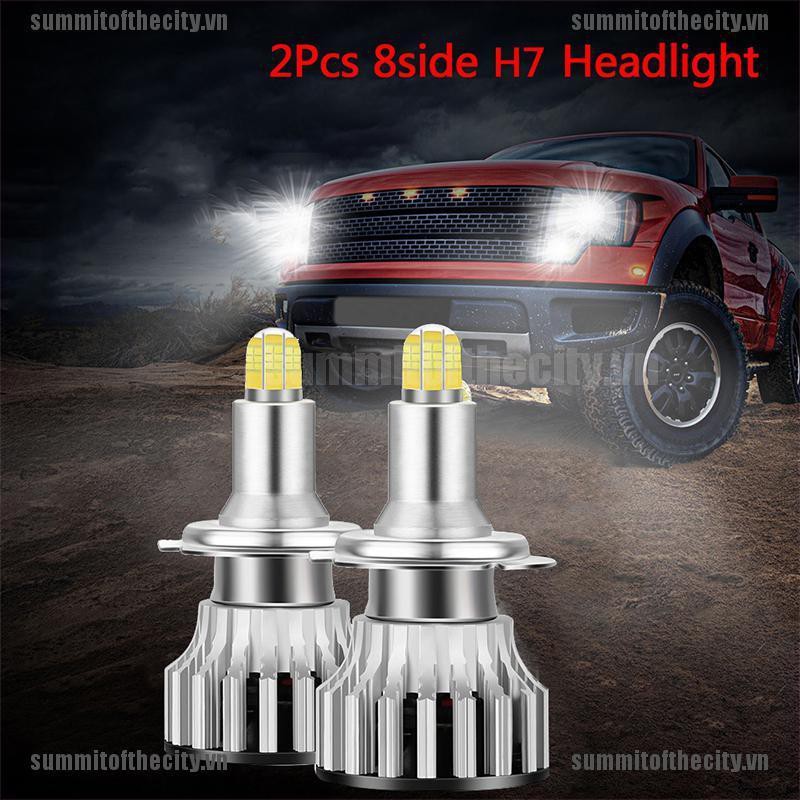 Set 2 Đèn Pha LED H7 24 Chip 360 Độ 6500K 18000LM Cho Xe Hơi