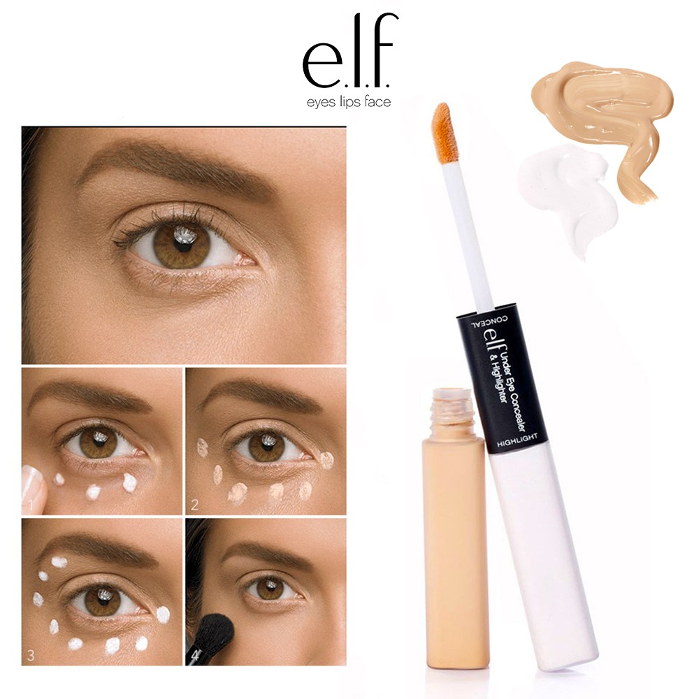 [CHÍNH HÃNG] Kem che khuyết điểm và bắt sáng ELF Under Eye Concealer and Highlighter Glow Medium 2 In 1