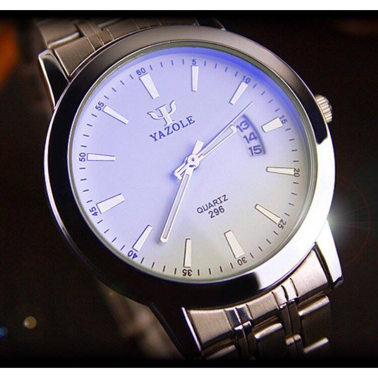 Đồng hồ nam Yazole YZL296 dây hợp kim kim dạ quang kèm lịch ngày tinh tế + Tặng kèm hộp đồng hồ sang trọng (Đỏ / Đen)