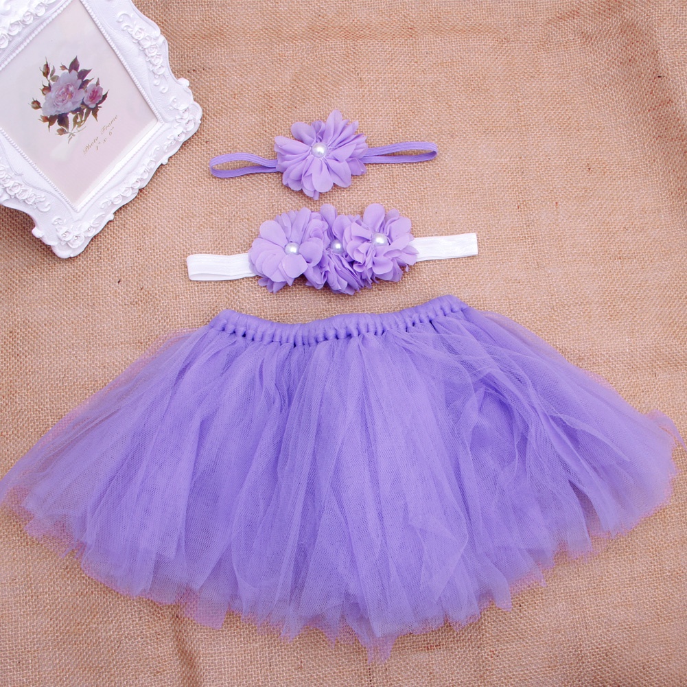 Set 3 Phụ Kiện Váy Tutu Công Chúa Chụp Ảnh Cho Bé Gái Sơ Sinh