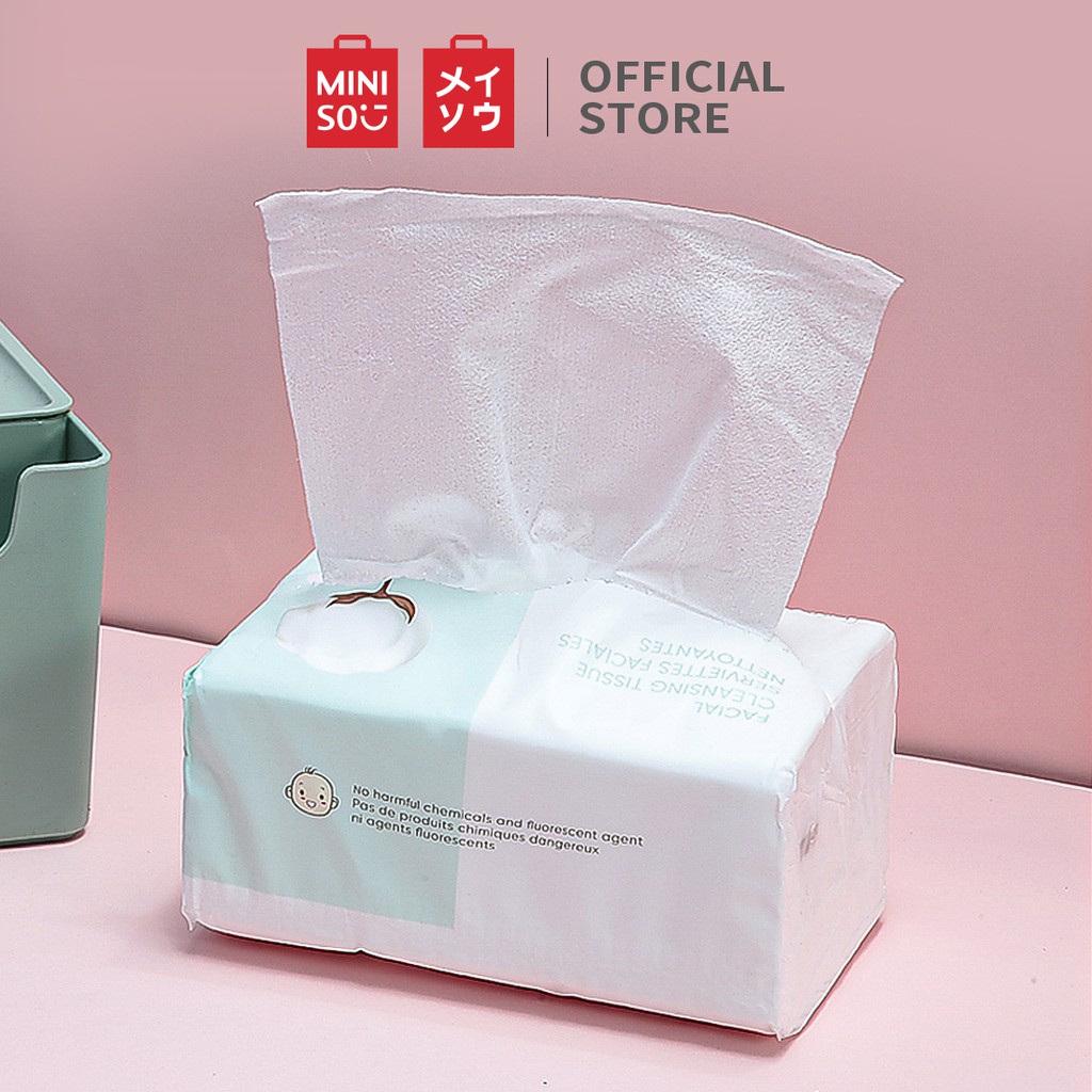 Khăn ướt làm sạch dịu nhẹ dạng hộp Miniso 120 tờ 100g (Màu trắng)