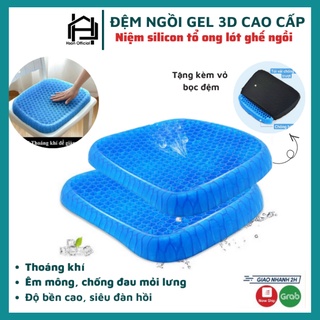 Đệm lót ghế ngồi 3D gel cao cấp, Đệm đàn hồi lót ghê chống đau lưng ê mông