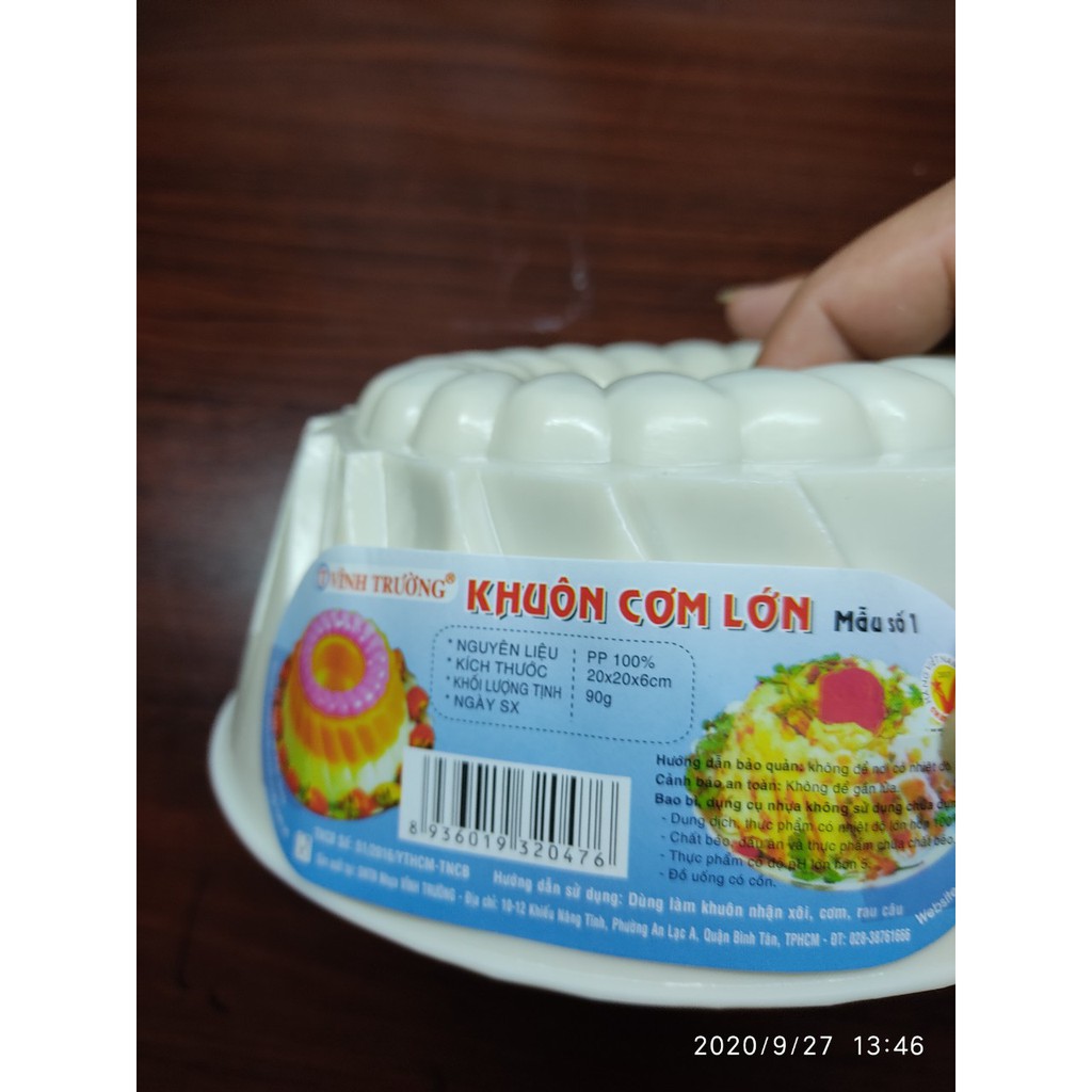 KHUÔN CƠM LỚN MẪU SỐ 1- 20 x 20 x 6 CM