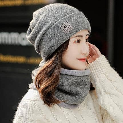 Set mũ len kèm khăn ấm áp chữ M