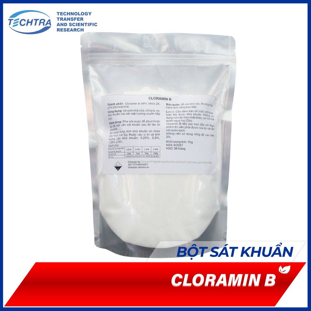 Bột khử trùng, sát khuẩn Cloramin B 25% túi 1KG - Khử khuẩn nhà cửa, văn phòng, đồ dùng gia đình, xử lý nước