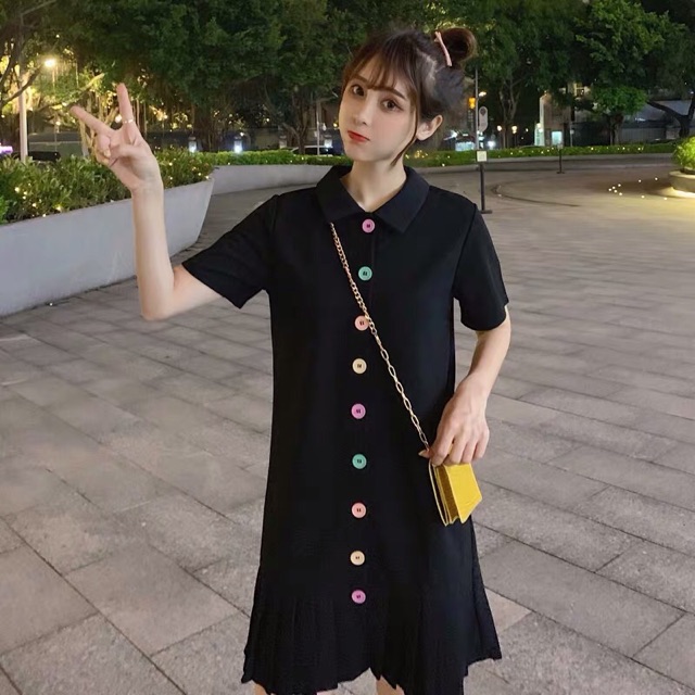 {Order,bigsizeL-4xl}Váy chân xếp li đính khuy sắc màu xinh | BigBuy360 - bigbuy360.vn