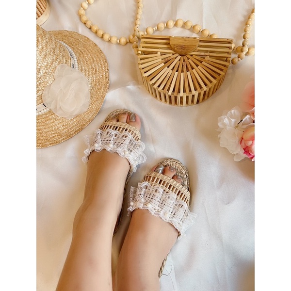 Bán sỉ dép cói đi biển hoặc dép đi trong nhà trang trí vintage