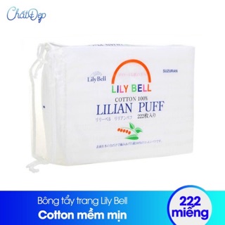 Bông tẩy trang cotton Nhật Bản Lily Bell Lilian Puff 222 Miếng
