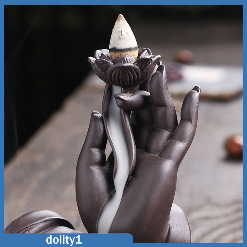 Giá đỡ đốt trầm hương hình bàn tay Phật/hoa sen