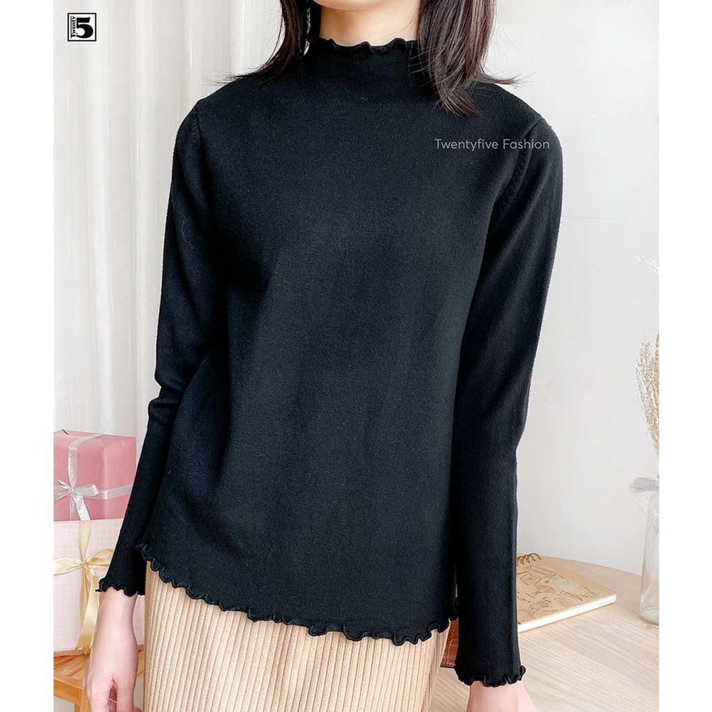 Áo len nữ mỏng, cổ lỡ bèo viền Twentyfive 3488 | BigBuy360 - bigbuy360.vn