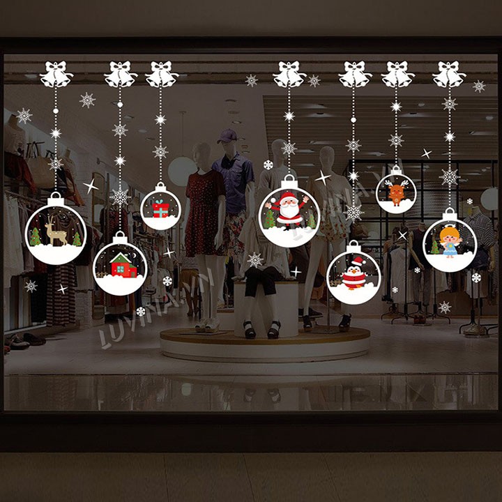 Decal dán kính noel Hàn Quốc- trang trí nhà cửa, văn phòng, quán cafe, cửa hàng- Dây cầu tuyết Noel 