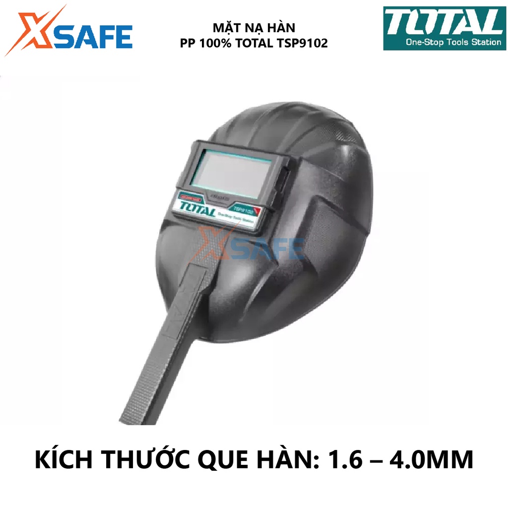 Mặt nạ hàn TOTAL TSP9102 Kính hàn tự động 108*50*3mm, chất liệu nhựa PP, 1 kính bảo vệ chống chói, chống tia cực tím