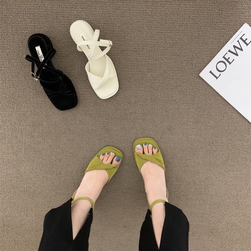 Giày Sandal Cao Gót Cài Khóa Đính Nơ Phong Cách Thời Trang Hàn Quốc Hàng Mới Dành Cho Nữ 2022