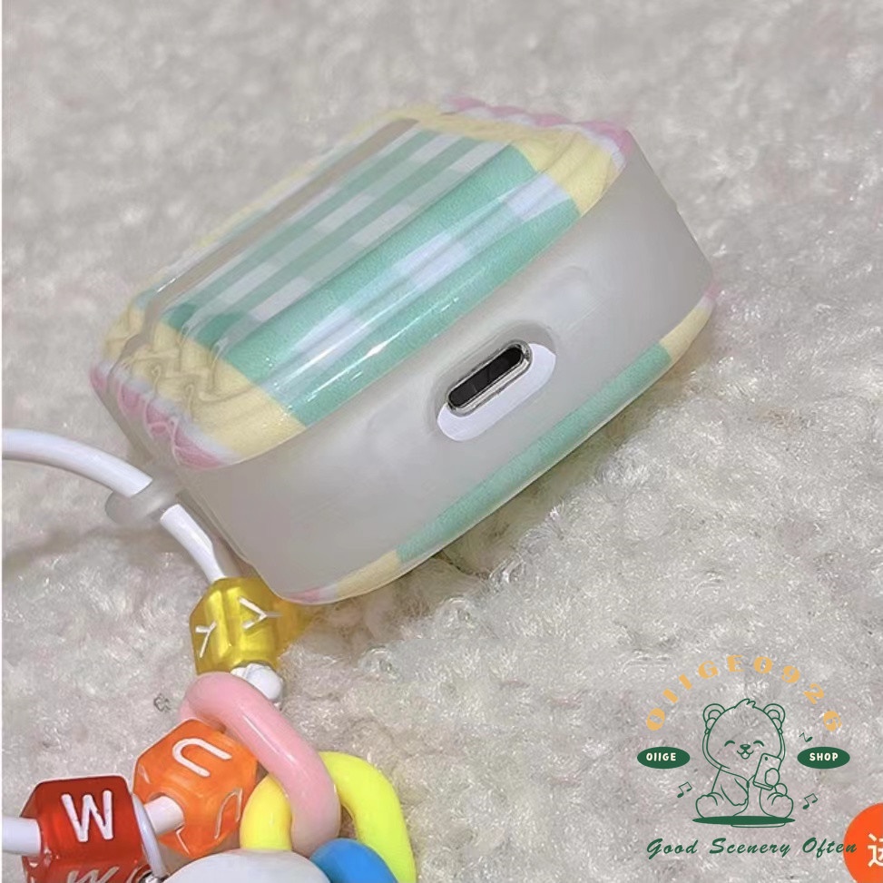 Vỏ Bảo Vệ Hộp Sạc Tai nghe không dây AirPods 3 / 2 / 1 / Pro Bằng Silicon Họa Tiết Kẻ Sọc &amp; Hoa Trắng Dễ Thương