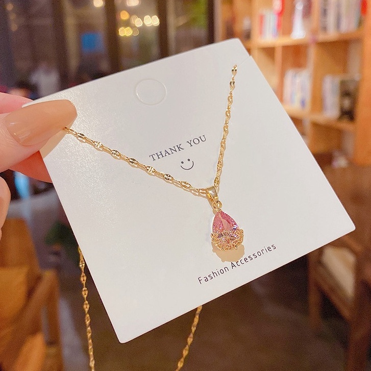 Dây Chuyền Thép Titan Đính Đá Zircon Lớn Siêu Lấp Lánh Tinh Tế Lu