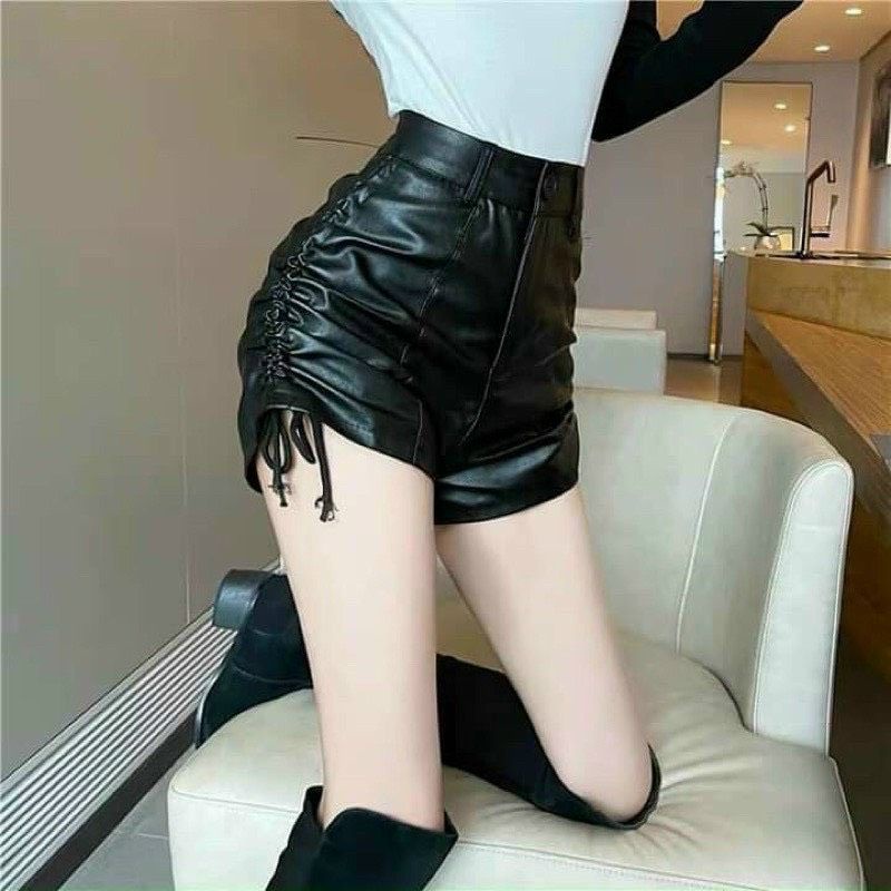 Quần đùi da rút dây 2 bên siêu sang chảnh, dây kéo xịn