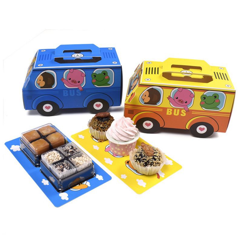 School Bus Shape Cookie Packaging Box Cupcakes Jars Packaging