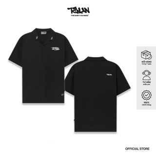 Áo sơ mi tsun logo - black - - thêu logo