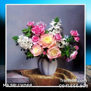 Tranh đính đá  Hoa Hồng LV068 kích thước 60*70cm.