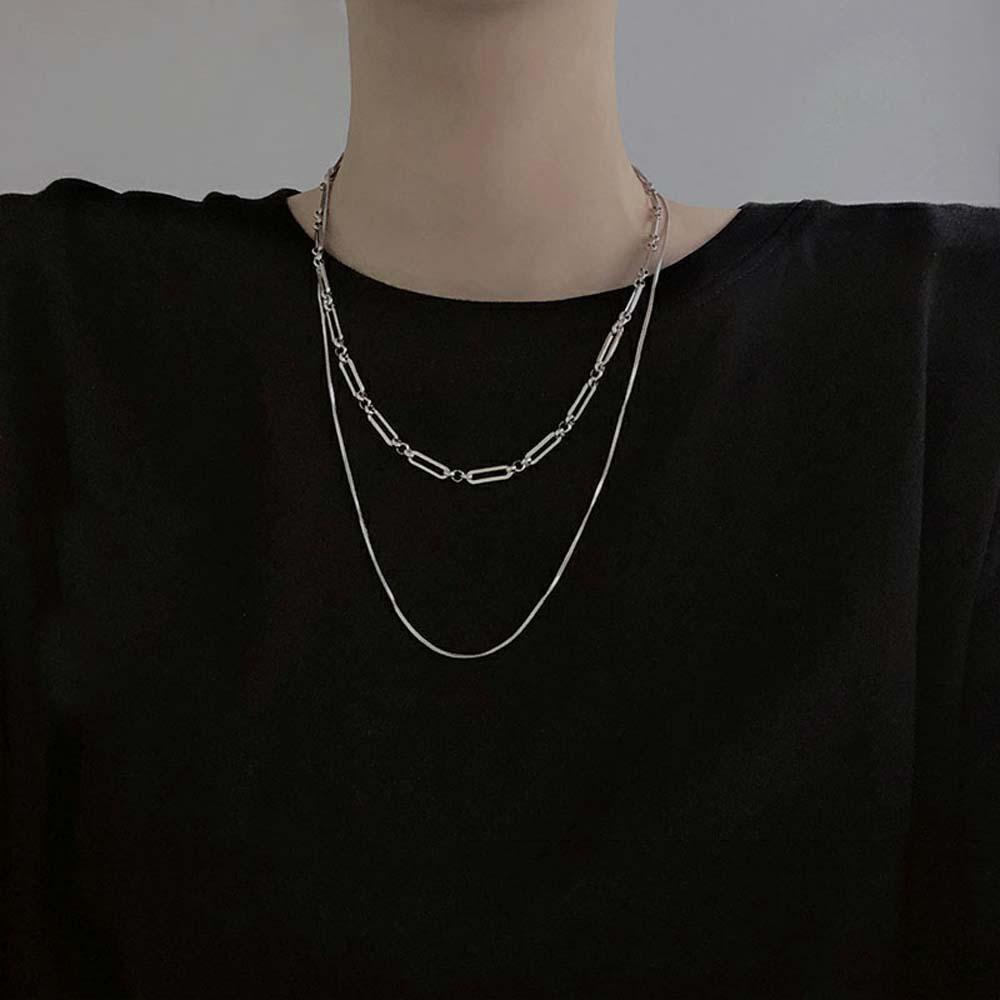 ANEMONE Vòng cổ Hai Lớp Bằng Thép Không Gỉ Thời Trang Hàn Quốc Đơn Giản Cho Nữ