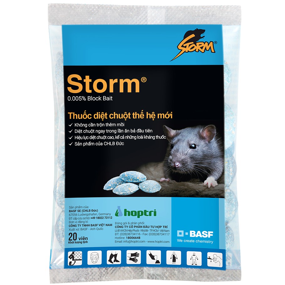 (gói 20 viên)Thuốc diệt chuột Storm - Diện mạo mới, vẫn tiêu chuẩn chất lượng Đức