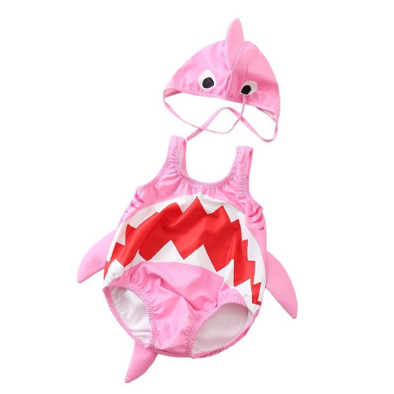 Đồ bơi cá mập cho BÉ siêu cute, set đồ bơi baby shark kèm mũ có đuôi
