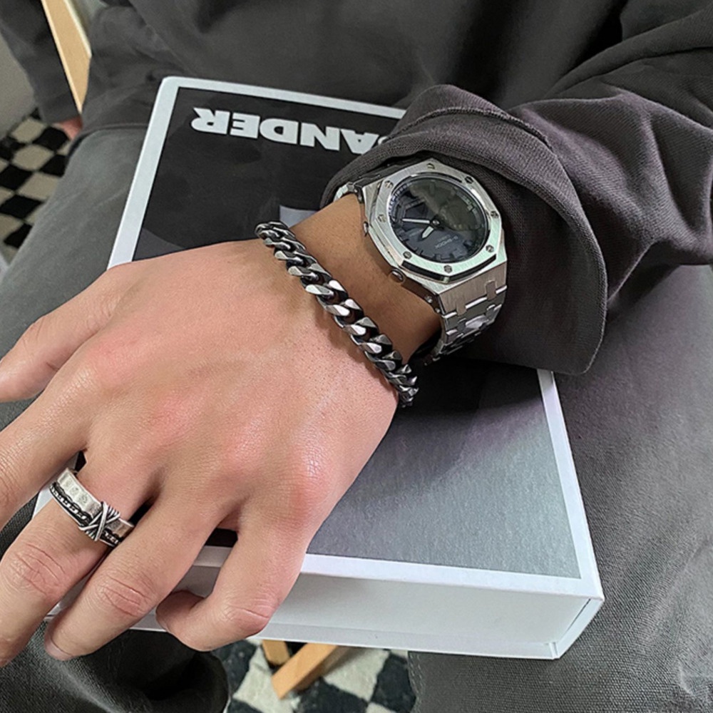 Vòng Đeo Tay Thép Titan Phong Cách retro Hong Kong Thời Trang Cho Nam Nữ