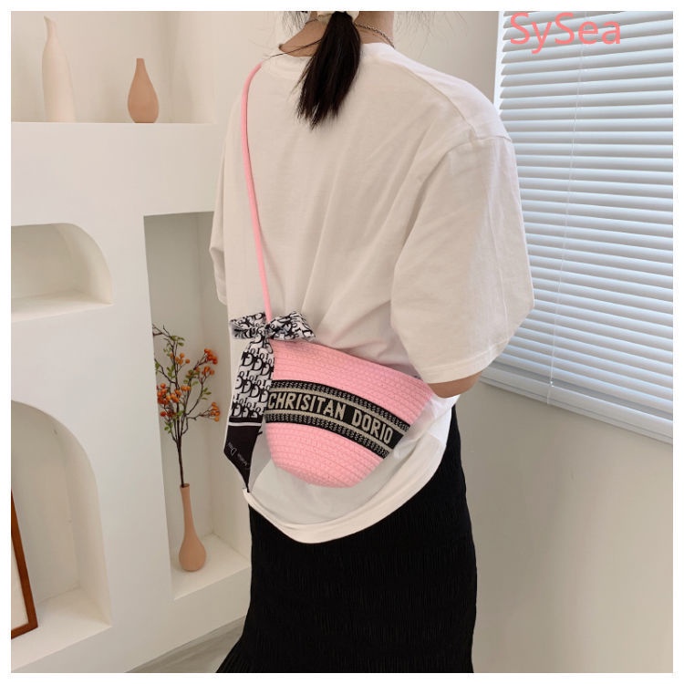 Túi Xách Bucket Mini In Chữ Phong Cách Pháp Thời Trang Mùa Hè Cho Nữ