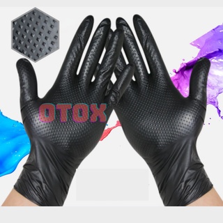 Mua Găng tay y tế Nitrile không bột hộp 50 cái màu đen siêu dày dập nổi kim cương đàn hồi cao OTOX