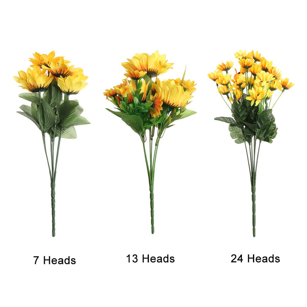 Bó Hoa Hướng Dương Nhân Tạo 7/13/24 Đầu Bằng Nhựa Trang Trí Nhà Cửa DIY