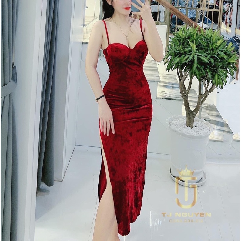 Đầm body cúp ngực 2 dây xê 1 bên