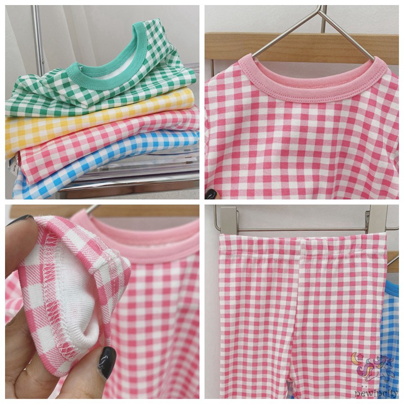 Bộ quần áo cotton sọc caro dễ thương dành cho bé