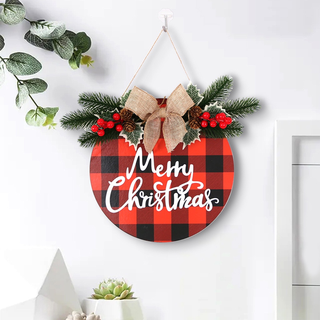 Bảng Treo Cửa Chào Mừng Bằng Nhựa 28.5cm Có Đèn LED Hình Tròn In Chữ Độc Đáo Trang Trí Giáng Sinh