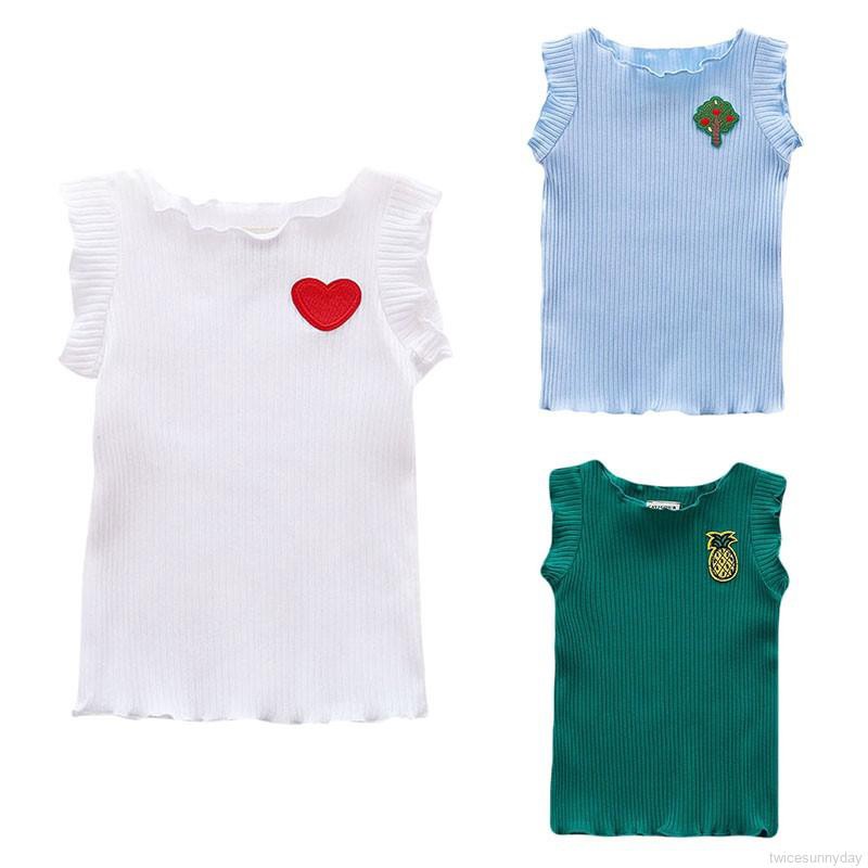 Áo thun ba lỗ in hình trái tim cho bé gái