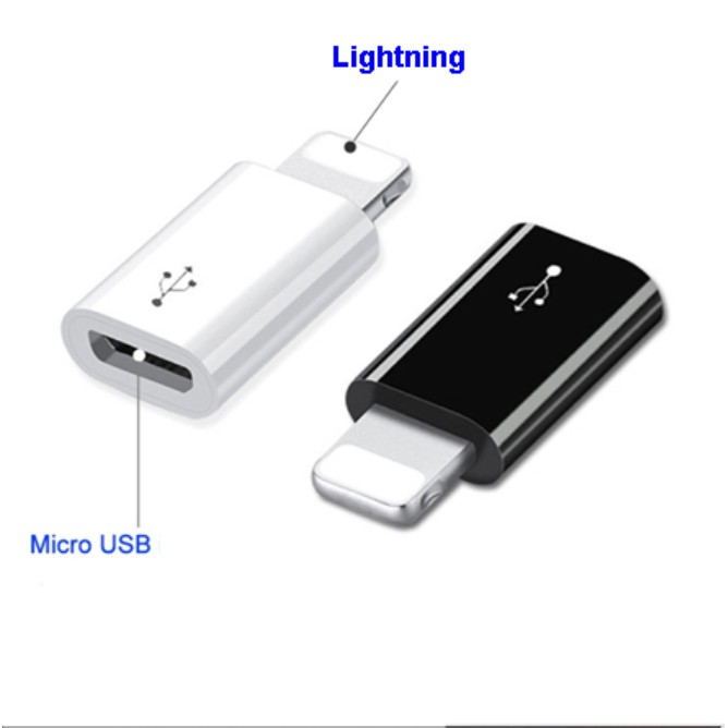 Đầu chuyển Adapter chuyển đổi từ đầu Micro USB sang đầu Lightning cho iPhone, iPad (Vào Micro USB ra Lightning)