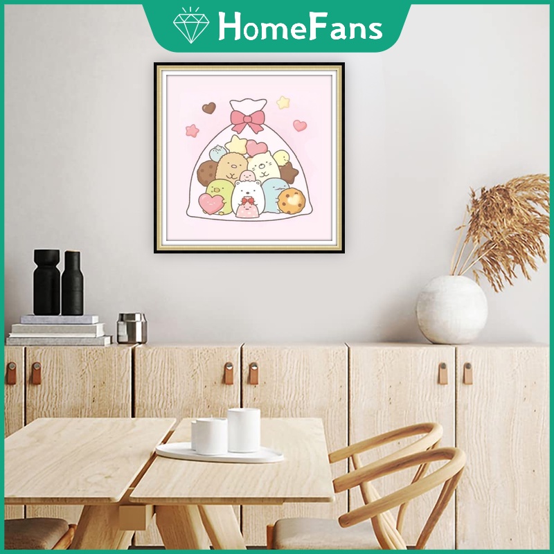 Bộ Tranh Đính Đá 5D Tự Làm Hình Sumikko 30x30cm / 40x40cm / 50x50cm Trang Trí Nhà Cửa