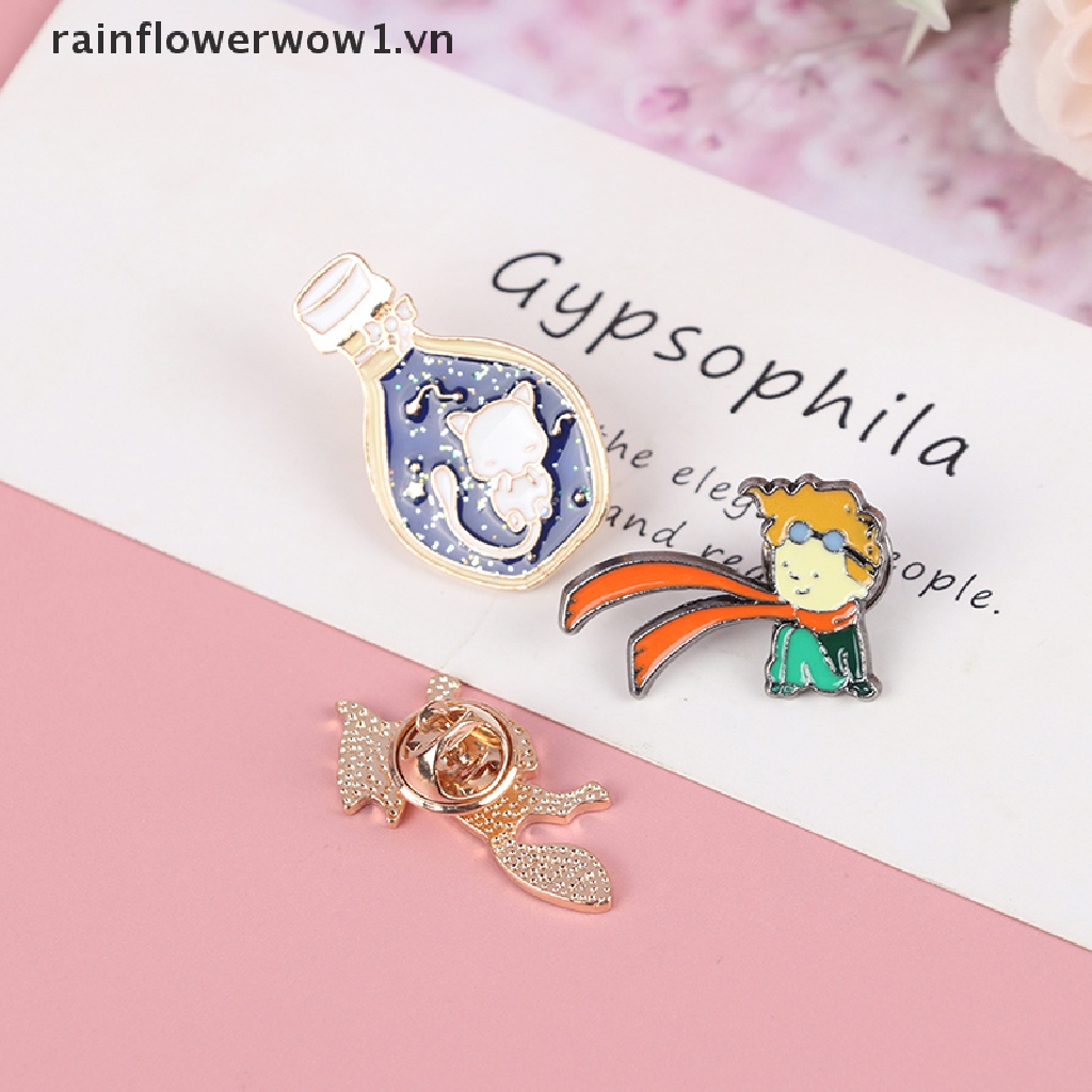 (VNRAIN) Huy Hiệu Cổ Áo Cổ Điển Hoàng Tử Và Cáo Và Hoa Hồng Cổ Điển