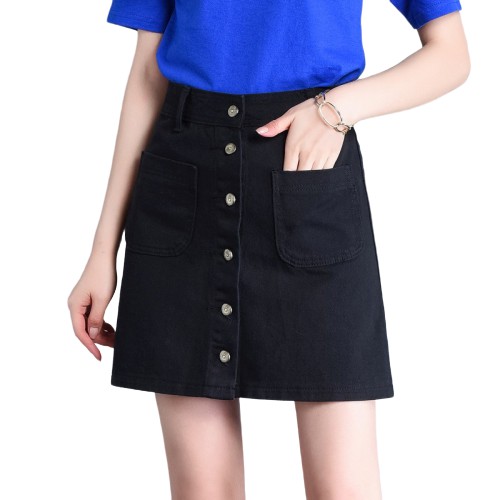 Chân Váy Denim Lưng Cao Dáng Chữ A Màu Trắng Phong Cách Hàn Quốc Có Size S-2Xl