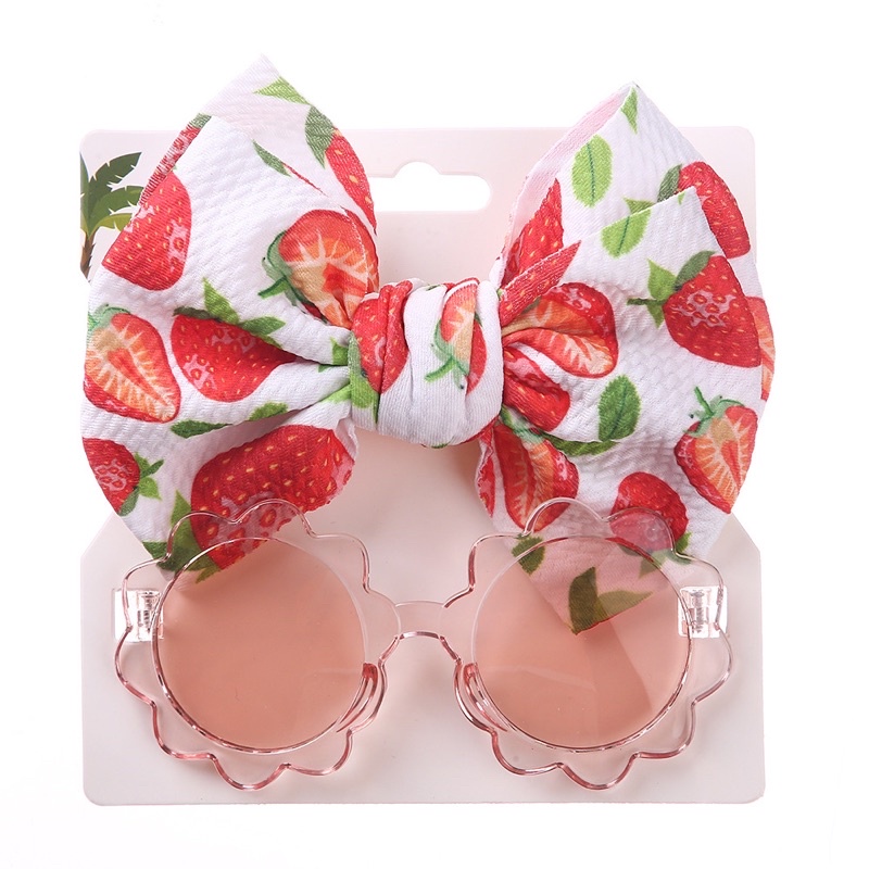 Set kính kèm băng đô/ turban nơ hoa cho bé gái 1-6 tuổi, kính chụp ảnh, kính đi biển cho bé