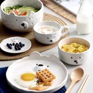 Bộ bát đĩa chú gấu cute(k kèm cốc+tặng gác đũa)