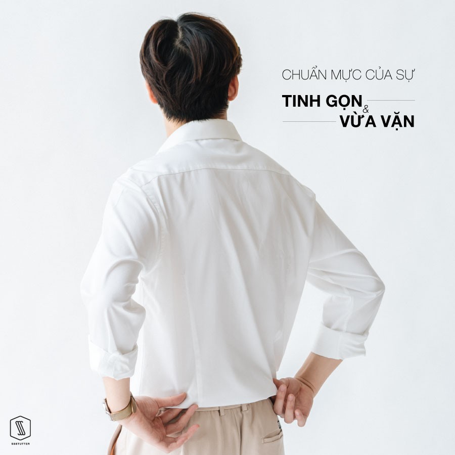 Áo Sơ mi nam trắng đen SSSTUTTER sơ mi cổ đức dài tay 2 màu linh hoạt chống nhăn xù bai màu thoáng mát Collar shirt | BigBuy360 - bigbuy360.vn